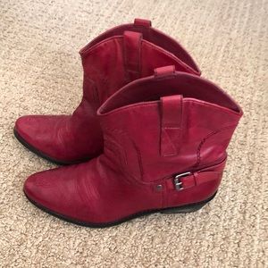 Franco sarto red leather cowgirl boots